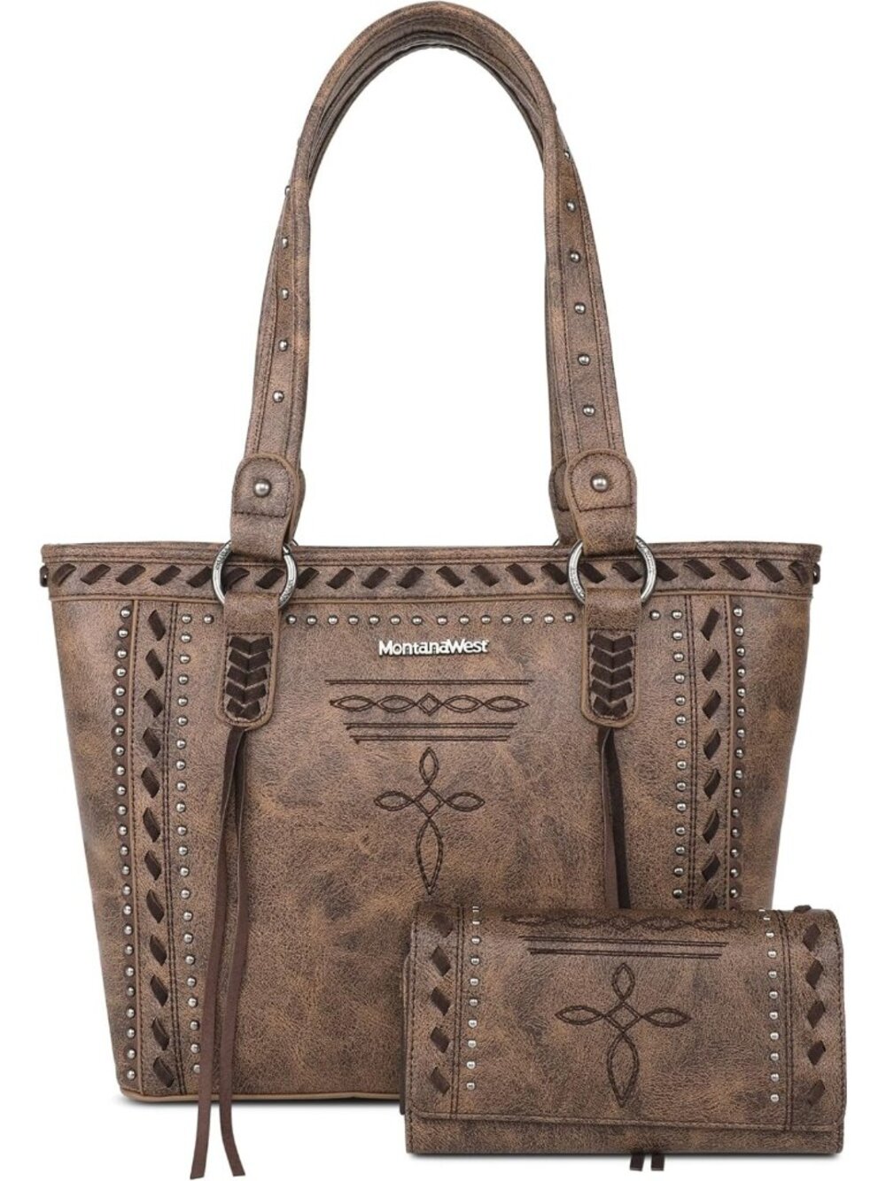 Spiritual Western Tote Bag for Women | Vegan Leather Shoulder Handbag & Wallet
